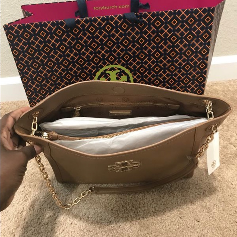 Brown Tory Burch Chain Shoulder/Side bag